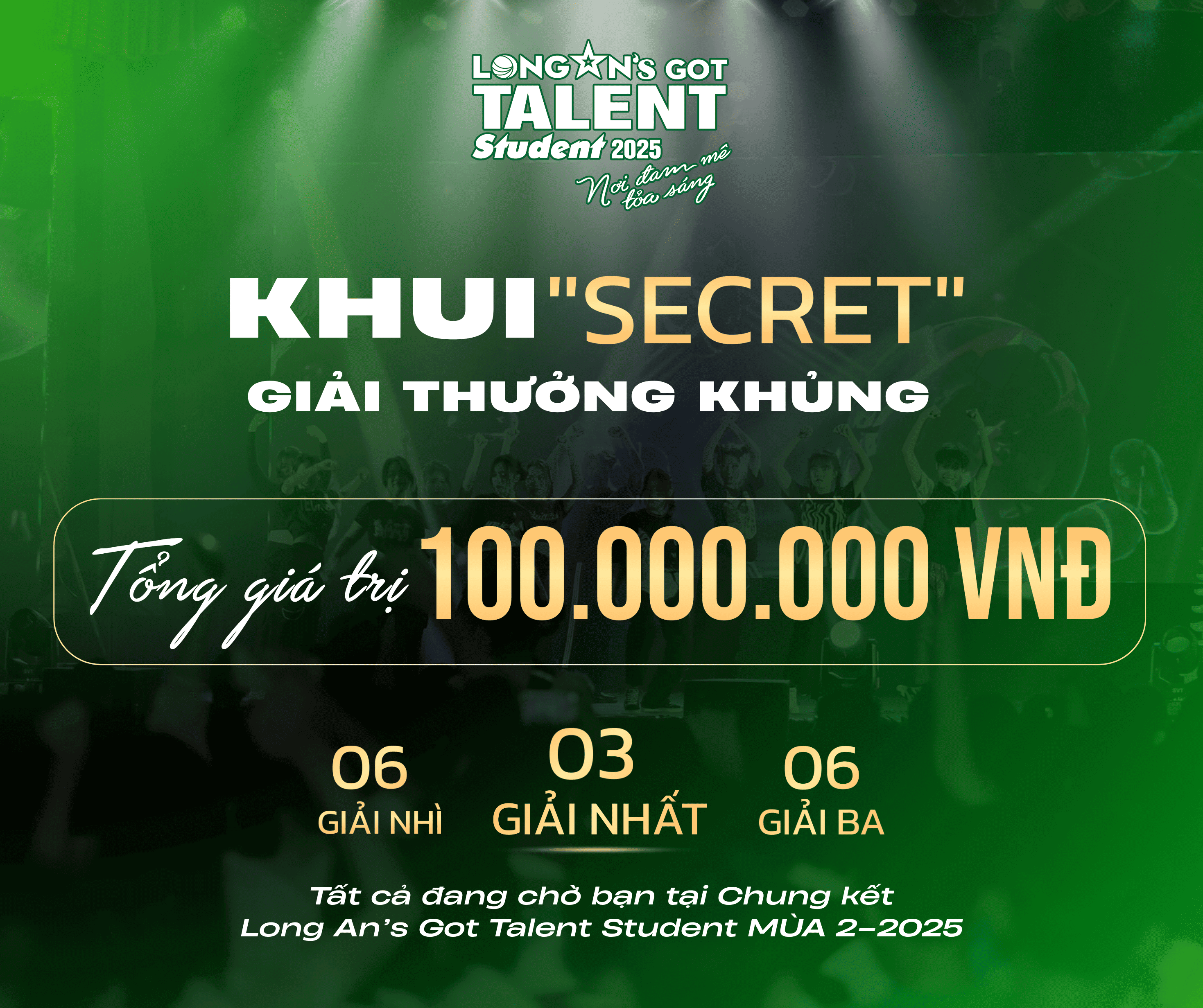 Vòng Bán kết Long An’s Got Talent Student lần 2, năm 2025: Sân chơi nghệ thuật bùng nổ tài năng trẻ tại Tỉnh Long An 11 Cơ cấu giải thưởng cuộc thi Long An's Got Talent Student lần, năm 2025