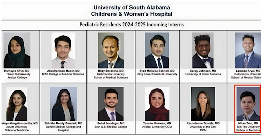 Dr. Tran Trong Nhan, a graduate of the Class of 2020 from the School of Medicine, Tan Tao University, has matched into a Pediatric Residency program in Alabama.