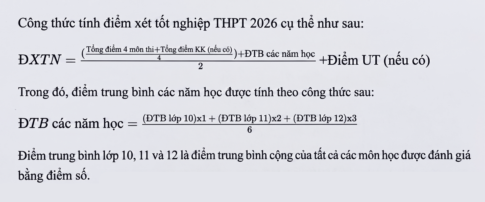 Công cụ tính điểm tốt nghiệp THPT 2026 nhanh và chính xác nhất 1 Công thức tính điểm tốt nghiệp