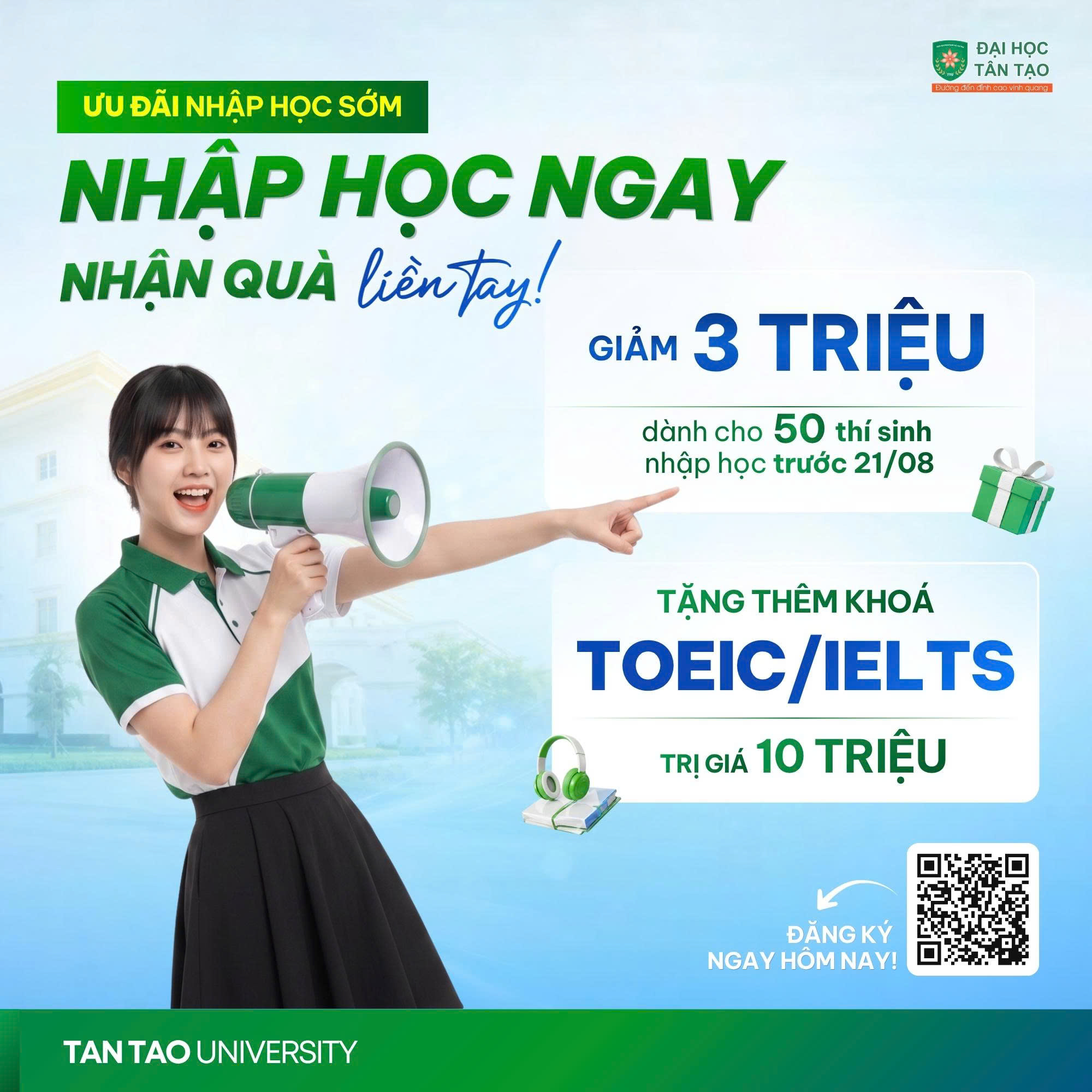 Xét Tuyển Bổ Sung Đợt 1 Đại Học Tân Tạo Đến 05/09/2026 1 chinh sach uu dai nhap hoc som 2026